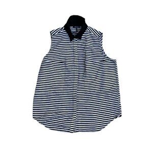 DAISY FUENTES Sleeveless Striped Blouse Top Shirt Women's L Black No Show Button